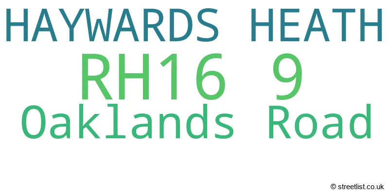 A word cloud for the RH16 9 postcode